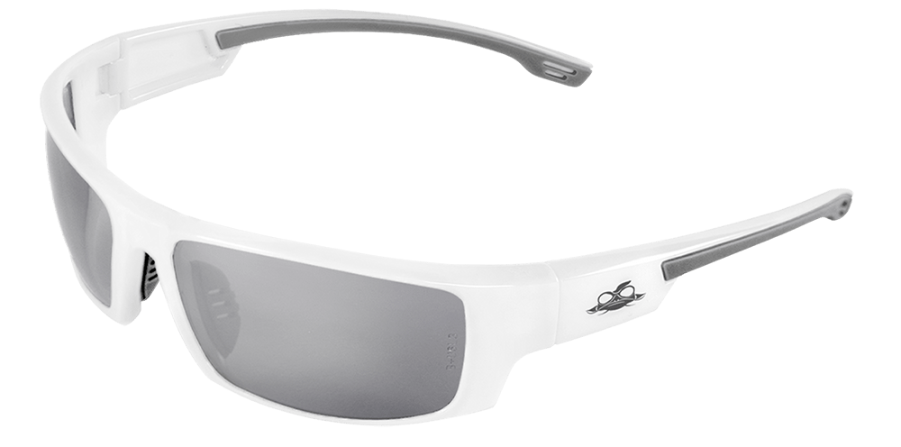 Dorado® Silver Mirror Lens, Shiny White Frame Safety Glasses - LIMITED STOCK - BH9187