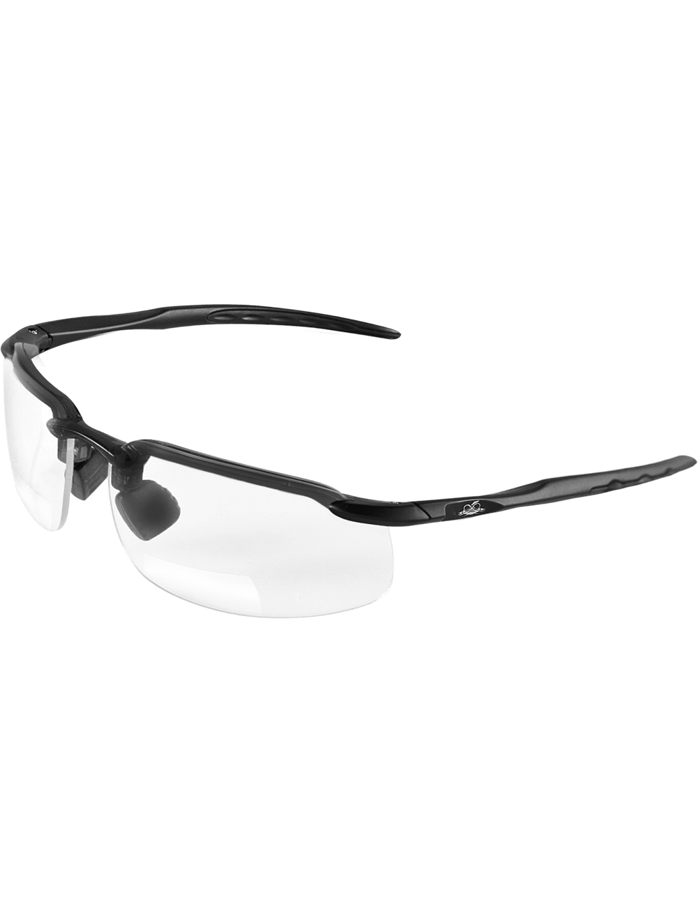 Swordfish® Clear 2.0 Diopter Bifocal Reader Style Lens, Matte Black Frame Safety Glasses - BH106120