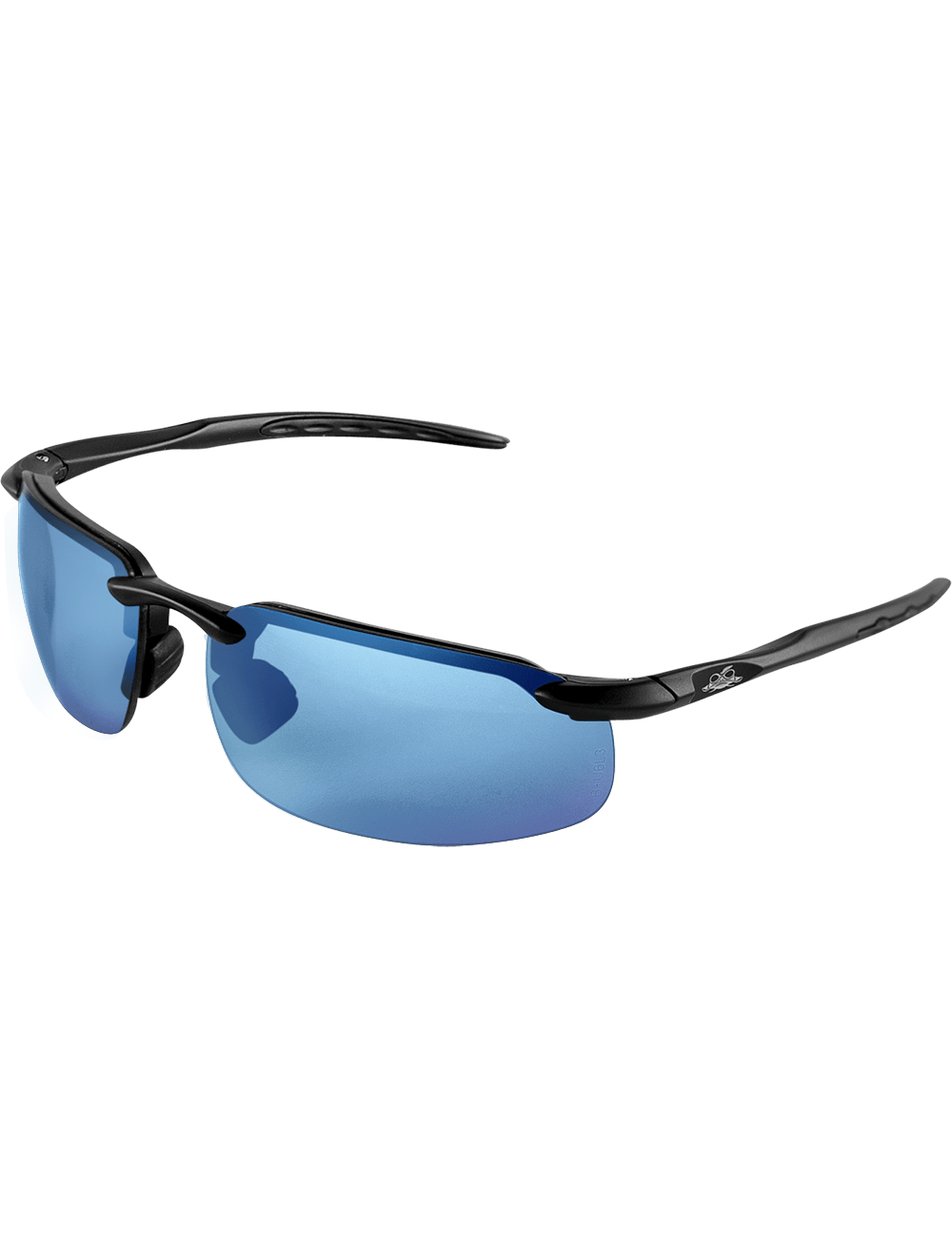 Swordfish® Blue Mirror Polarized Lens, Matte Black Frame Safety Glasses - BH106129