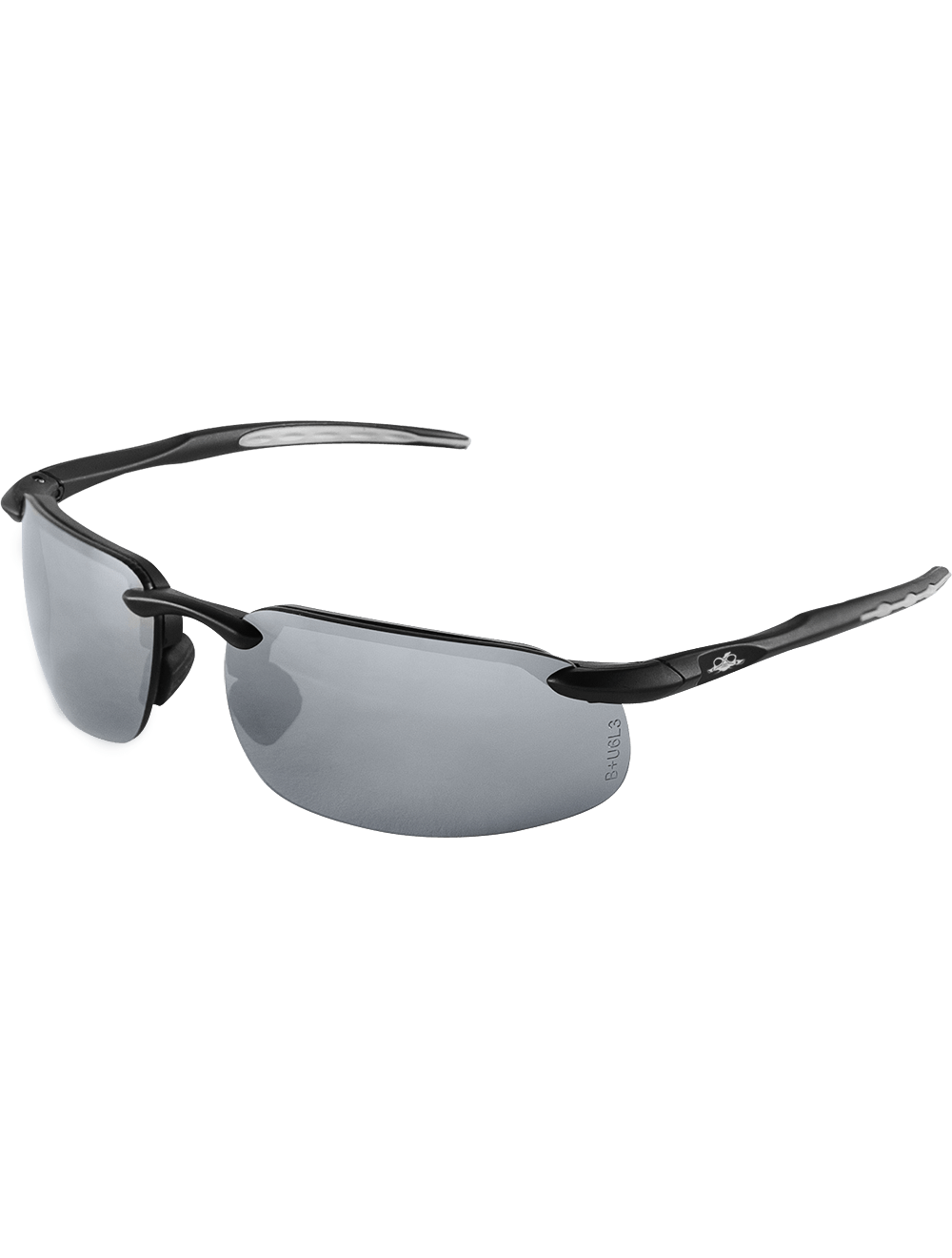 Swordfish® Silver Mirror Lens, Matte Black Frame Safety Glasses - BH1067