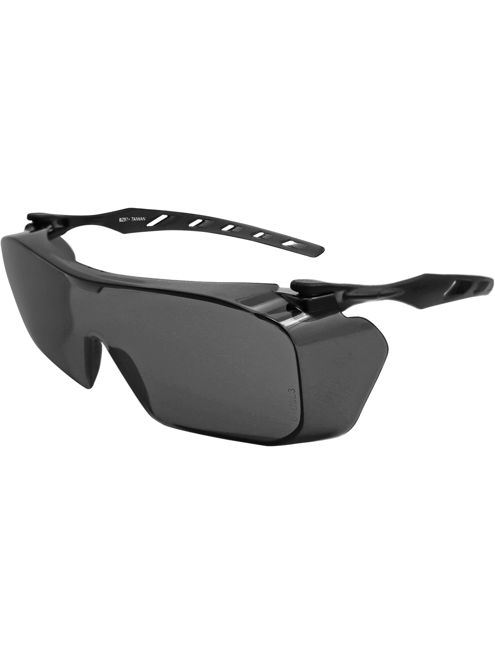 Over-The-Glass Smoke Lens, Frosted Gray Frame Visitor Specs Safety Glasses - BH3133