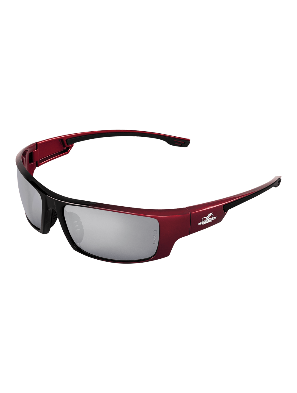 Dorado® Silver Mirror Lens, Red to Black Frame Safety Glasses - BH9117