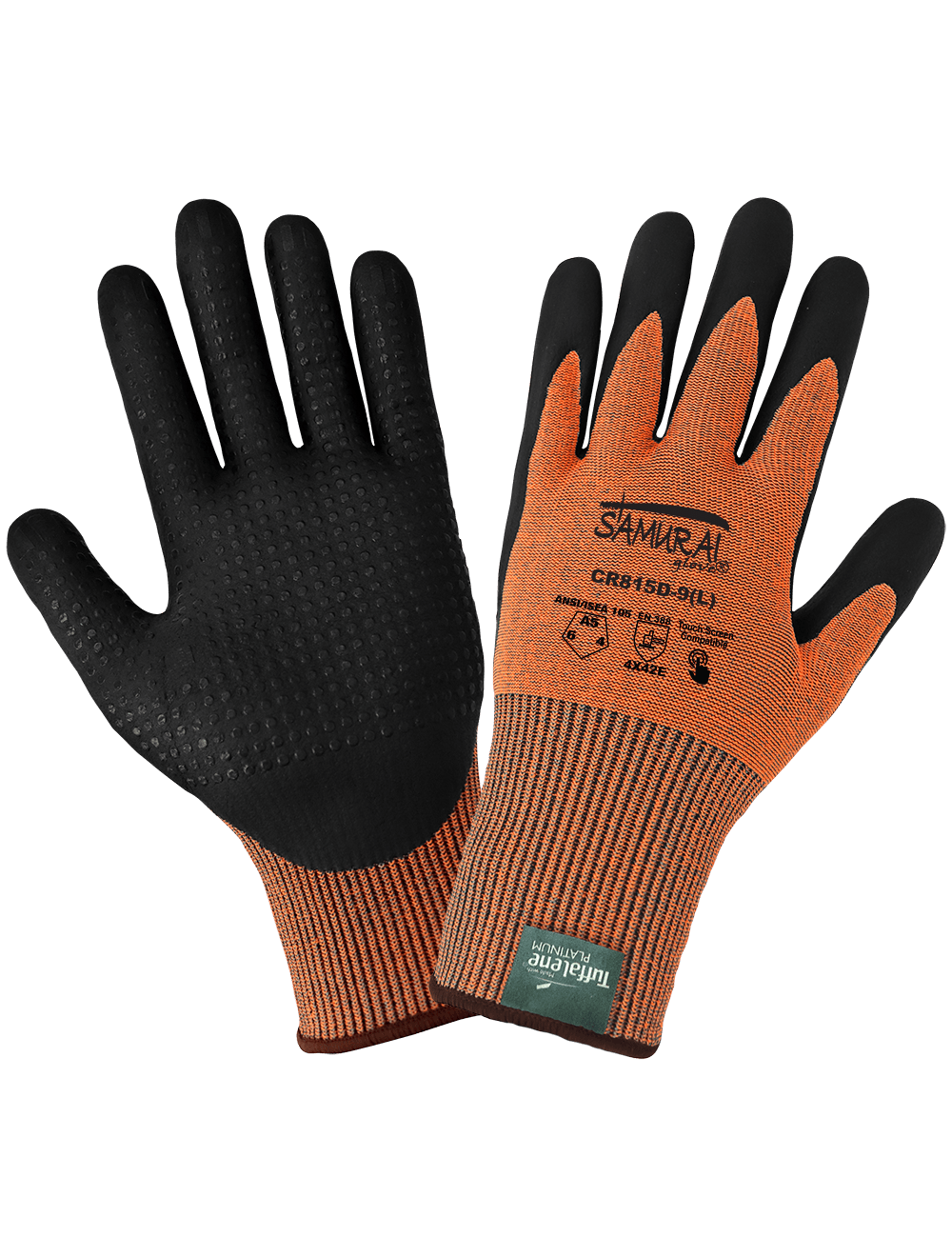 Samurai Glove® High-Visibility Cut Resistant Coated Touch Screen Gloves Made with 15-Gauge Tuffalene® Platinum - CR815D