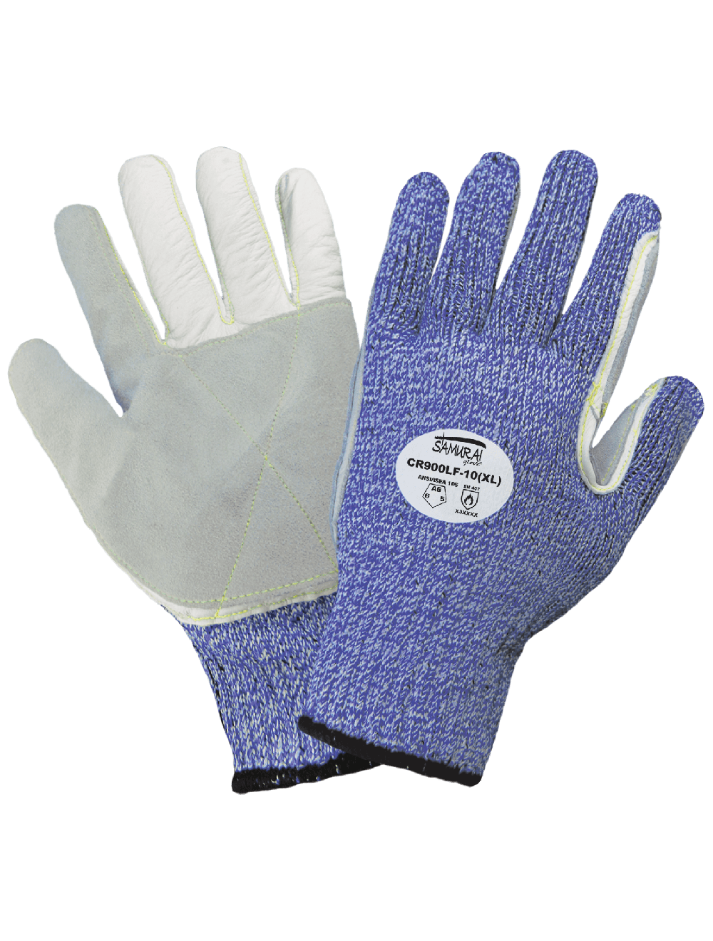 Samurai Glove® Cut, Abrasion, and Puncture Resistant Tuffalene® Gloves with Reinforced Premium Cowhide Leather Palm - CR900LF