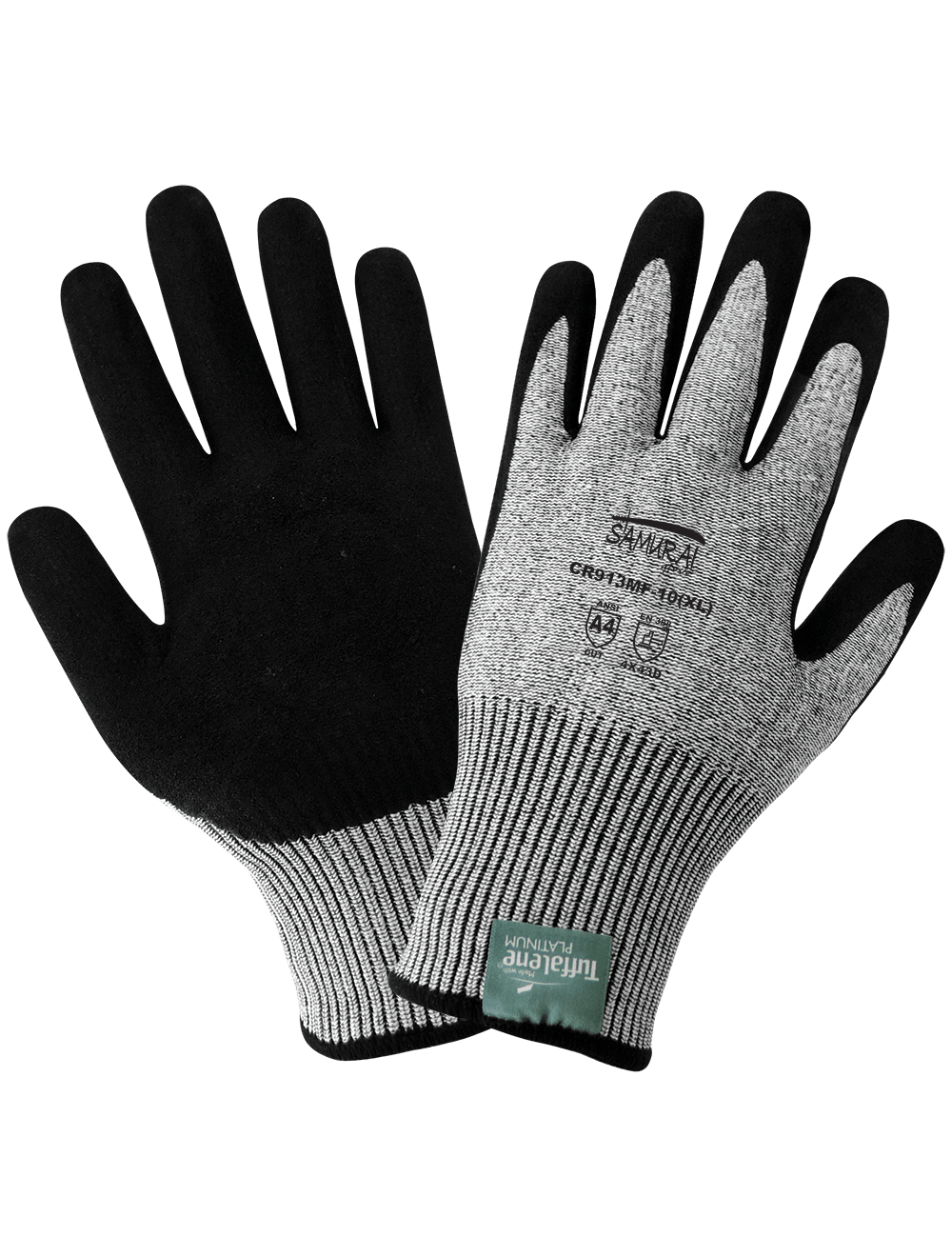 Samurai Glove® Salt-and-Pepper Tuffalene® Platinum Cut, Abrasion, and Puncture Resistant Gloves Free from Enhancements - LIMITED STOCK - CR913MF