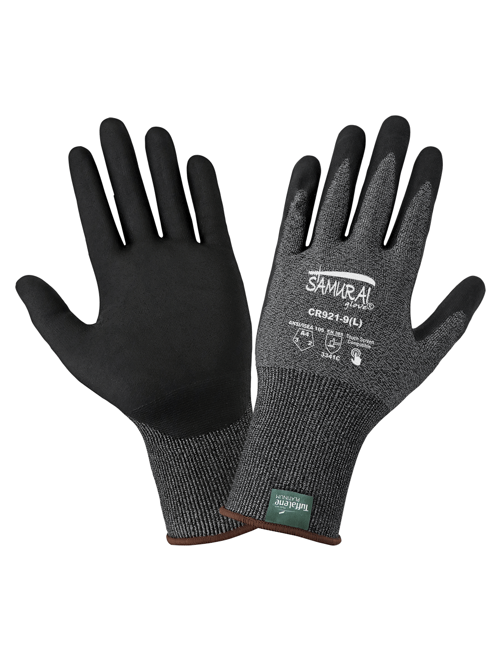Samurai Glove® Salt-and-Pepper Cut Resistant Coated Touch Screen Gloves Made with 21-Gauge Tuffalene® Platinum - CR921