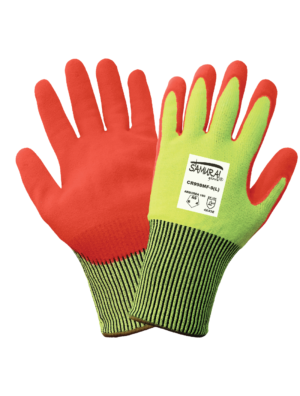 Samurai Glove® High-Visibility Cut, Abrasion, and Puncture Resistant Mach Finish Nitrile Double-Dipped Gloves - LIMITED STOCK - CR998MF