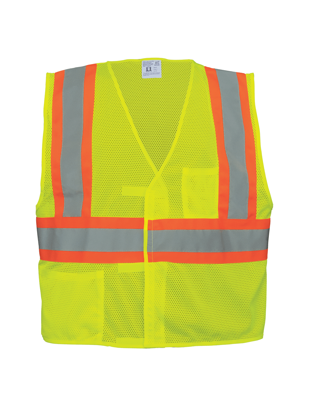 FrogWear® HV Yellow/Green Lightweight Mesh Vest with Orange Contrasting Trim - GLO-002V