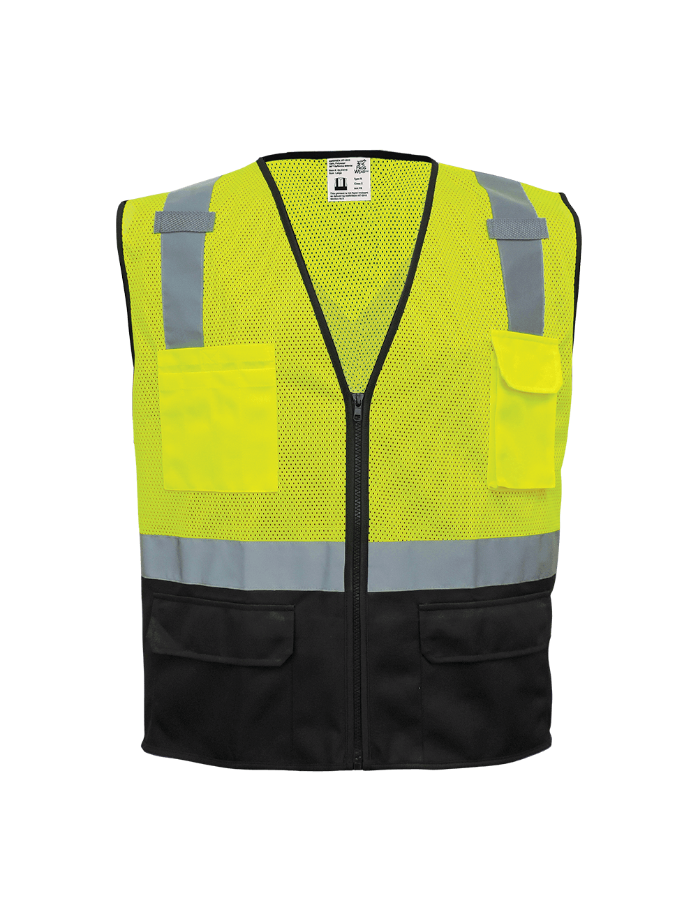 FrogWear® HV High-Visibility Polyester Solid Black Bottom Safety Vest - GLO-019