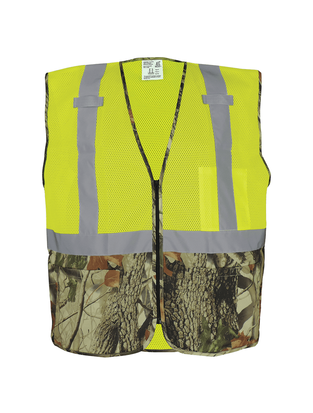 FrogWear® HV High-Visibility Yellow/Green Safety Vest with Camouflage Bottom - GLO-020
