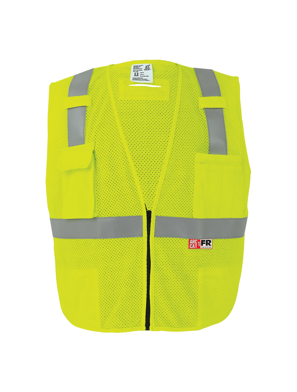 FrogWear® HV Flame-Resistant High-Visibility Yellow/Green Surveyors Vest - GLO-022FR