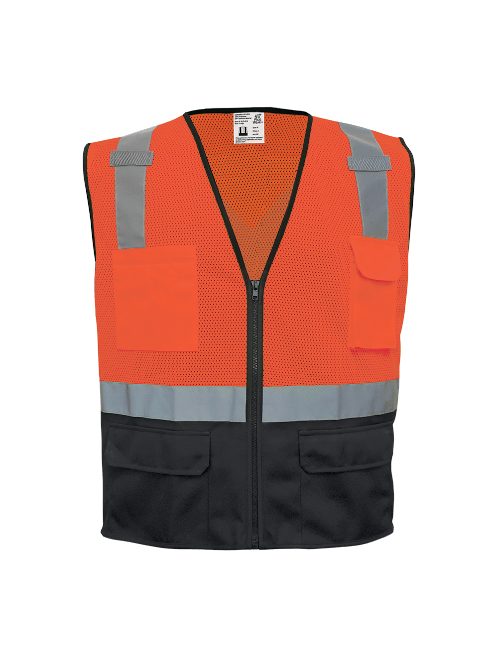 FrogWear® HV Orange Lightweight Mesh Polyester Safety Vest with Black Solid Bottom - GLO-049