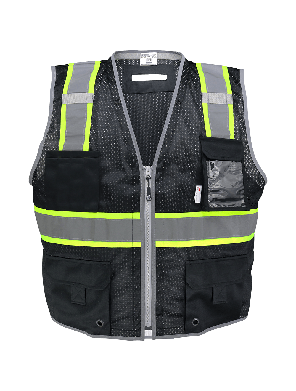 FrogWear® HV Black Enhanced Visibility Surveyors Safety Vest - GLO-067K