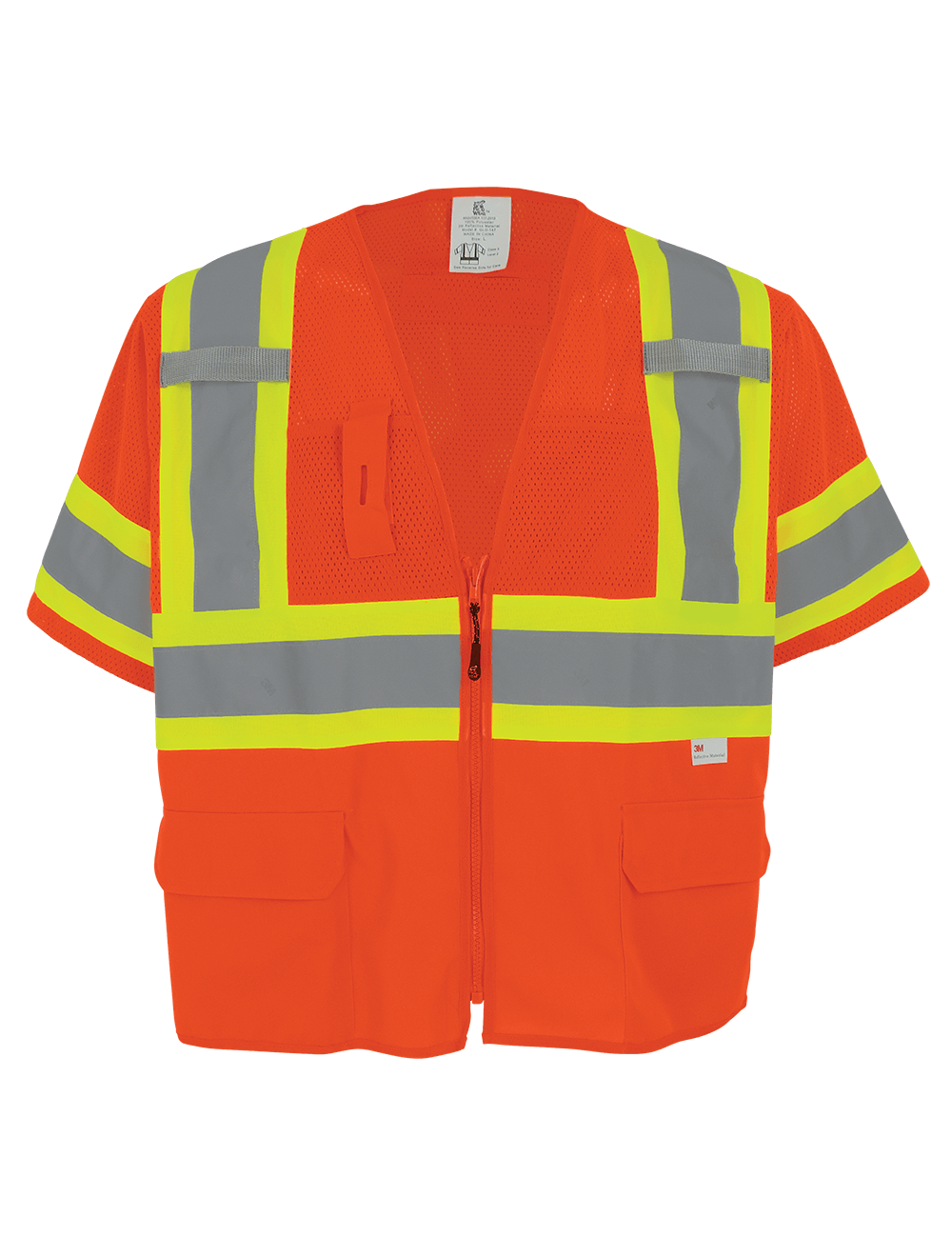 FrogWear® HV Mesh/Solid Polyester High-Visibility Orange Surveyors Safety Vest - GLO-147
