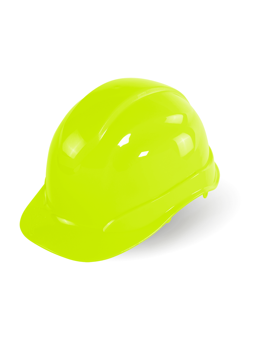 Bullhead Safety™ Head Protection High-Visibility Yellow/Green Unvented Cap Style Hard Hat With Six-Point Ratchet Suspension - HH-C2-YG