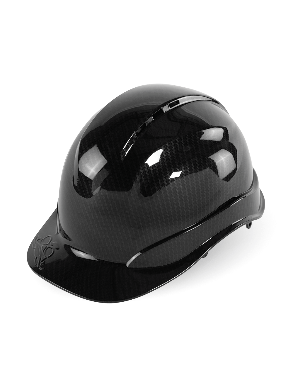 Bullhead Safety™ Head Protection Shiny Black Graphite Vented Cap Style Hard Hat With Six-Point Ratchet Suspension - HH-C3-C