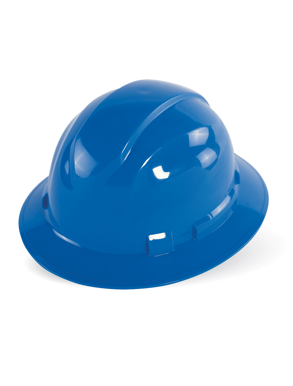 Bullhead Safety™ Head Protection Blue Unvented Full Brim Style Hard Hat With Six-Point Ratchet Suspension - HH-F1-B