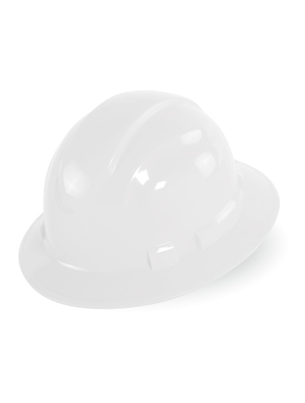 Bullhead Safety™ Head Protection White Unvented Full Brim Style Hard Hat With Six-Point Ratchet Suspension - HH-F1-W