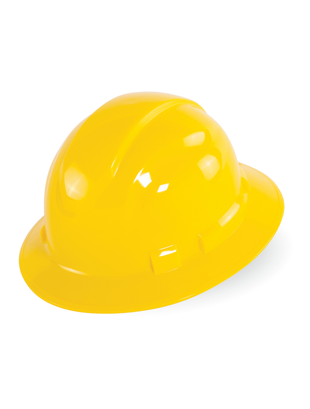 Bullhead Safety™ Head Protection Yellow Unvented Full Brim Style Hard Hat With Six-Point Ratchet Suspension - HH-F1-Y
