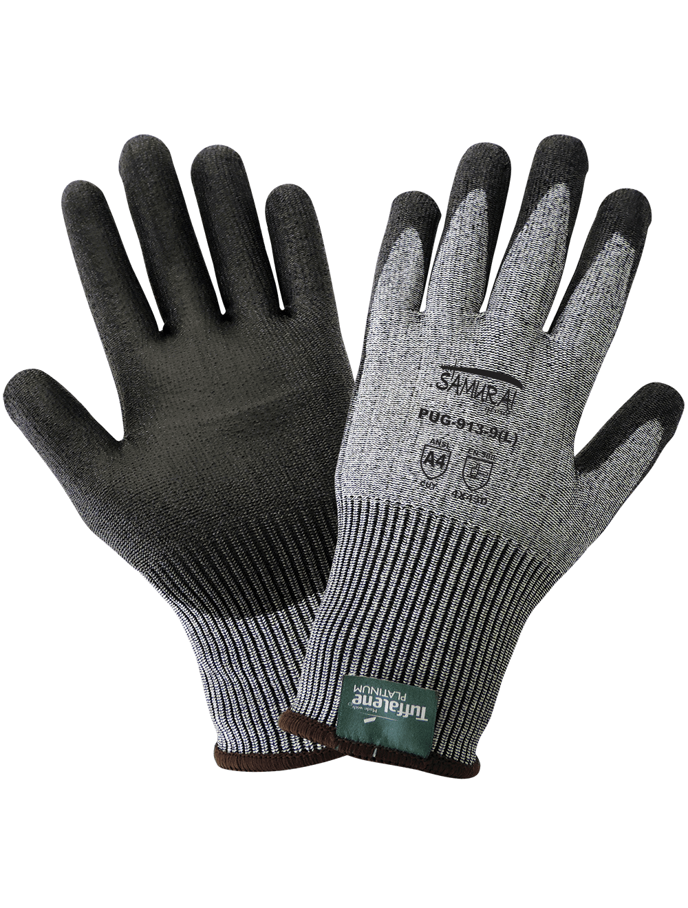 Samurai Glove® Cut Resistant, Salt-and-Pepper 13-Gauge Tuffalene® Platinum Polyurethane Coated Gloves - PUG-913