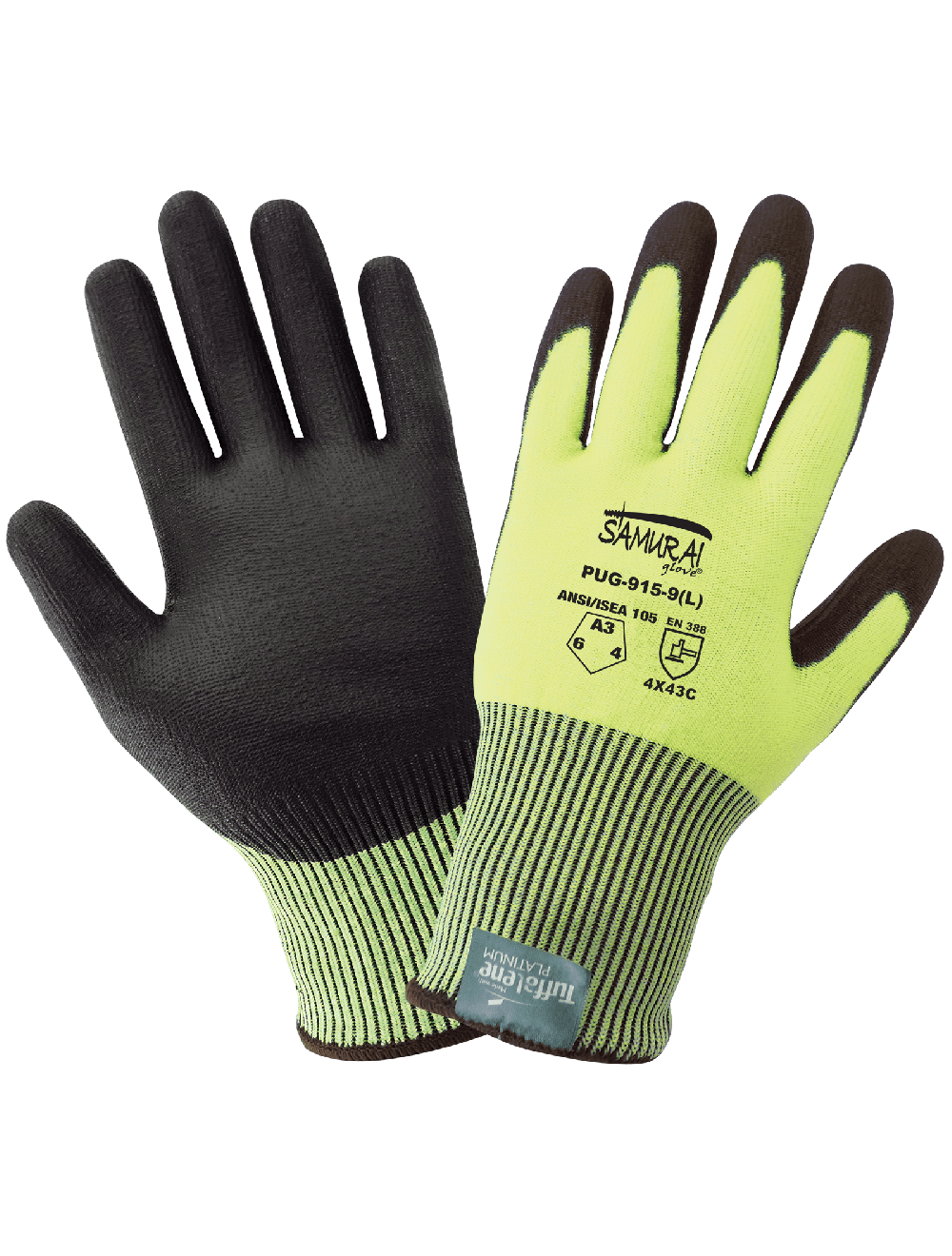Samurai Glove® Cut Resistant, High-Visibility 15-Gauge Tuffalene® Platinum Polyurethane Coated Gloves - PUG-915
